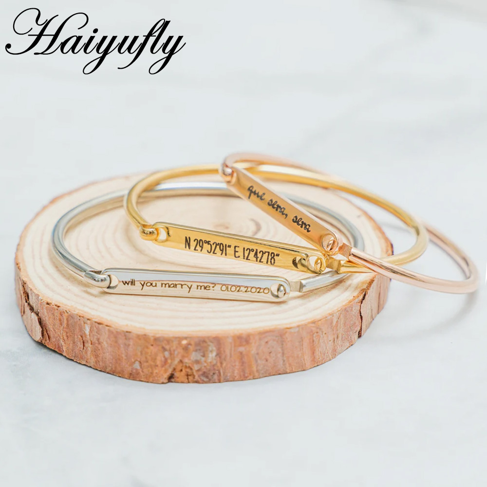 Coordinates Bracelet - Haiyufly graweruj imię bransoletka podkowa ze