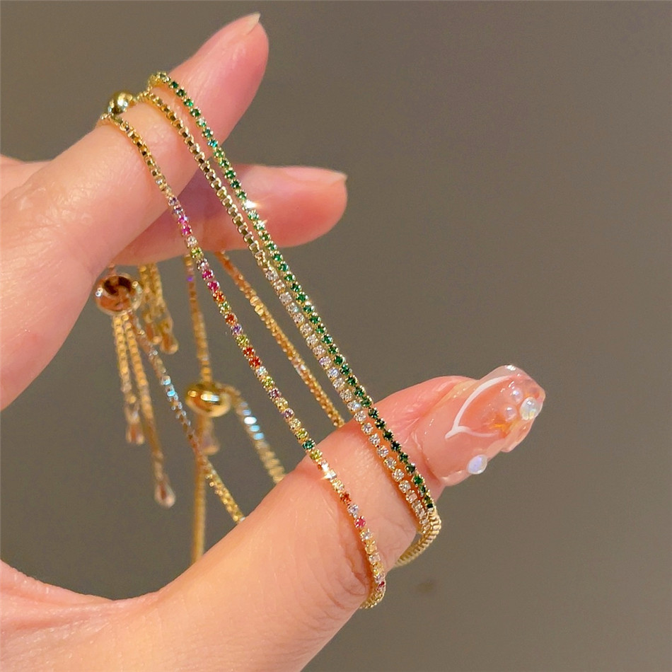 Coordinates Bracelet - 2mm regulowane wielokolorowe bransoletki tenisowe dla